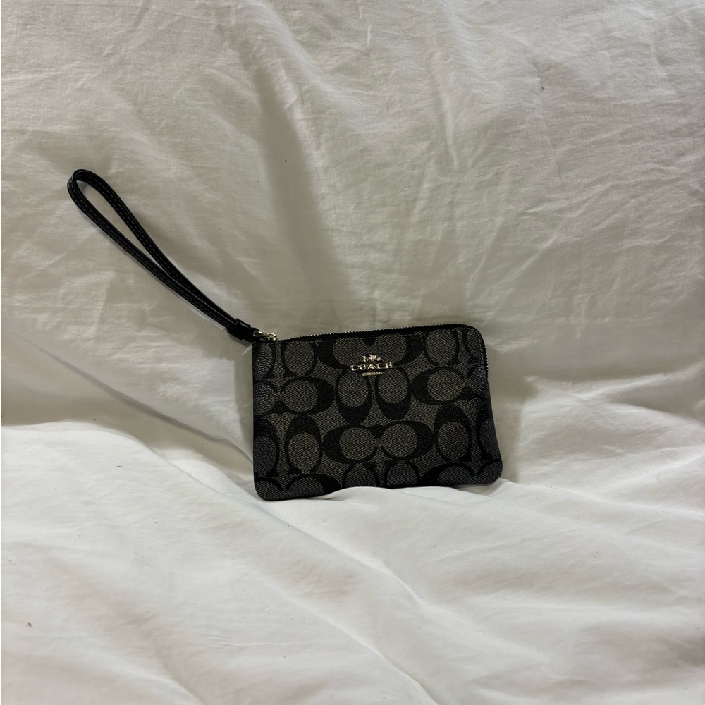 Coach Metallic Monogram Corner Zip